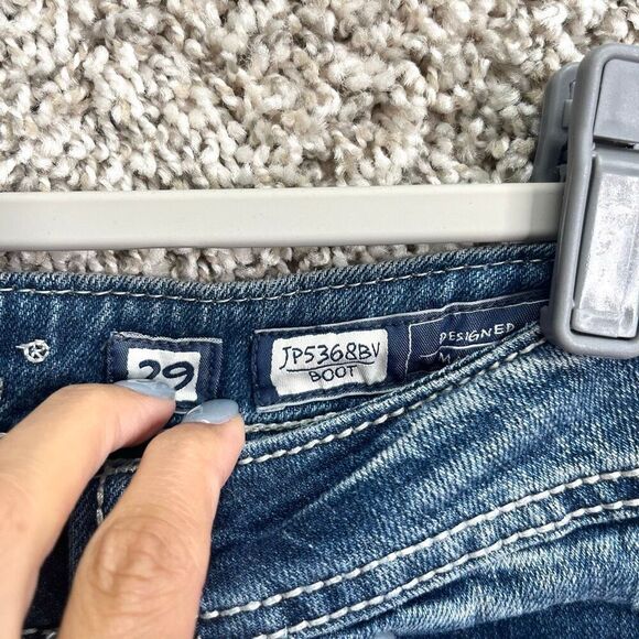 Miss Me Jeans Women’s 29 Rhinestone Bedazzled & Thick Stitch Cross Design Back P - Picture 6 of 7